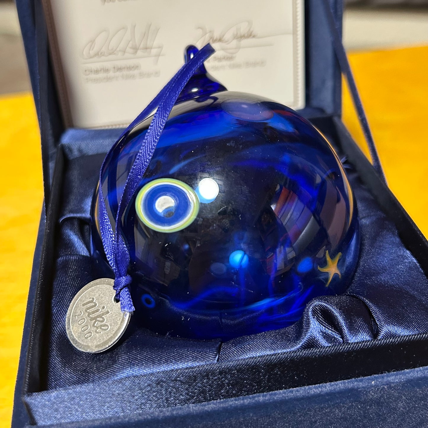 Rare Promotional Internal 2005 Holiday Gift Glass Blown Christmas Ornament