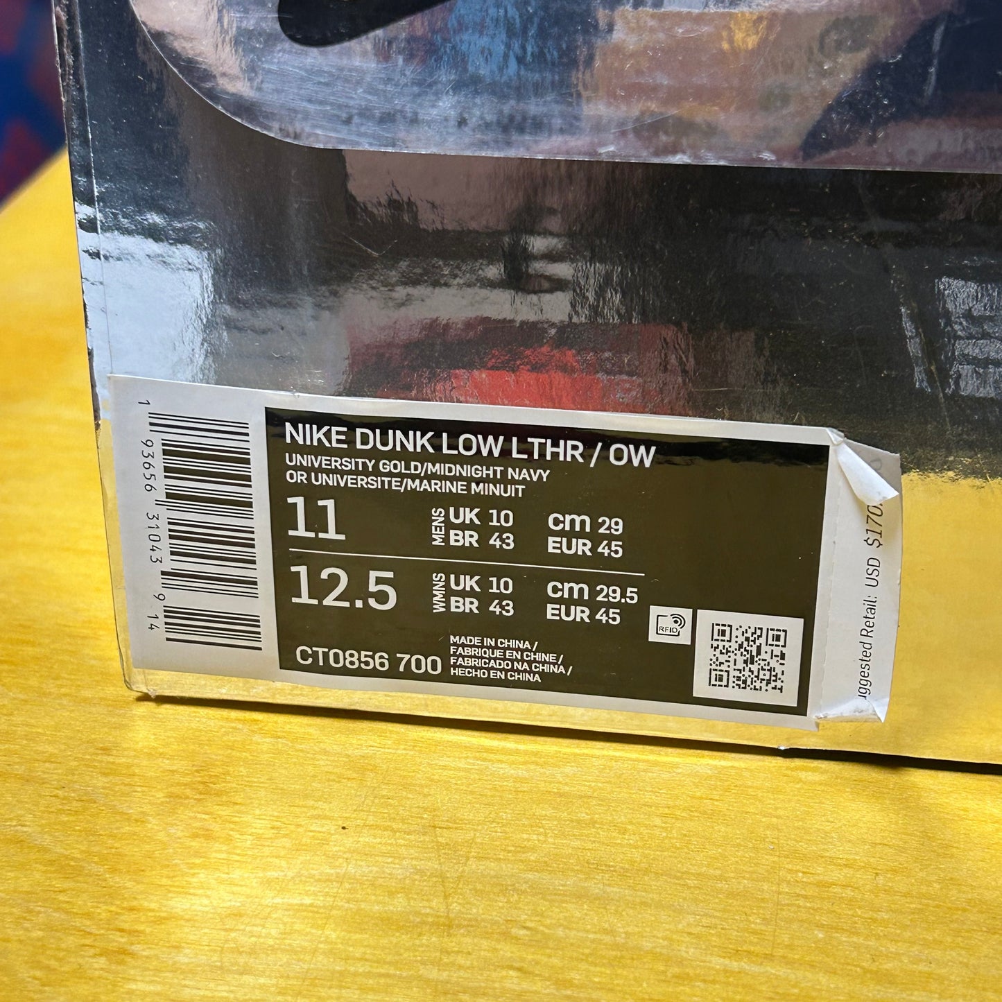 2019 Dunk Low Off-White "Michigan" University Gold