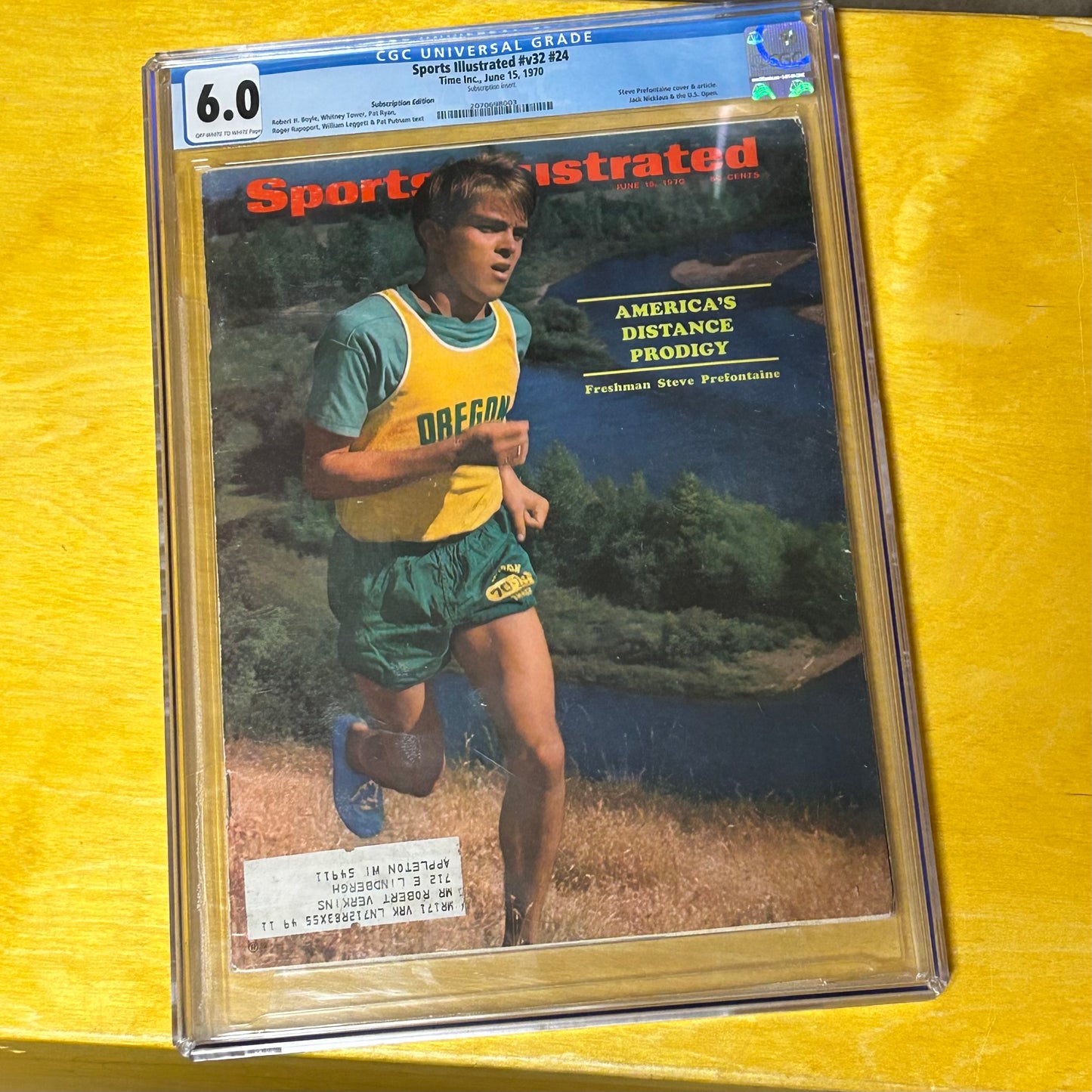 Original 1970 Sports Illustrated Prefontaine Cover Issue CGC Graded 6.0