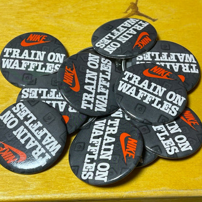 Rare Original Early 1980s Promotional "Train on Waffles" Round Pin