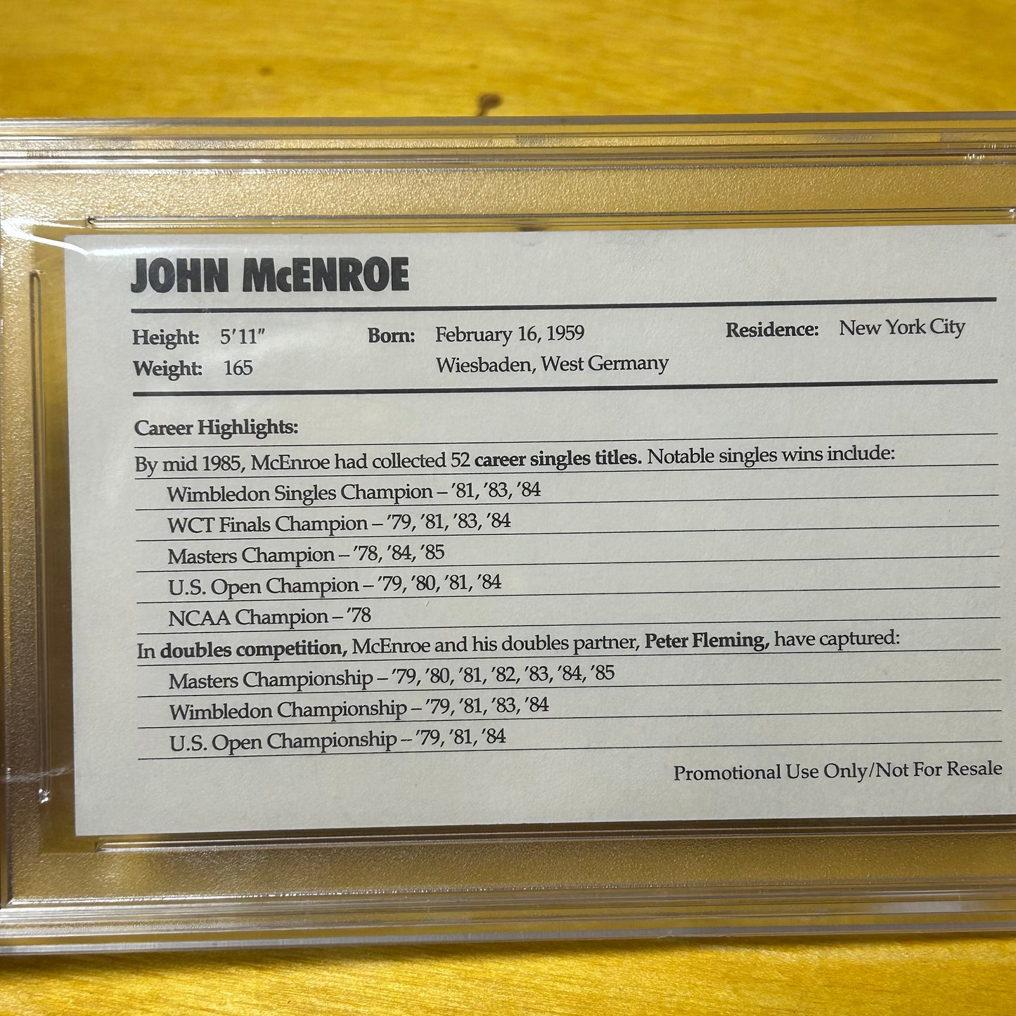 Original 1985 PSA 9 McEnroe Promo Mini Poster Card