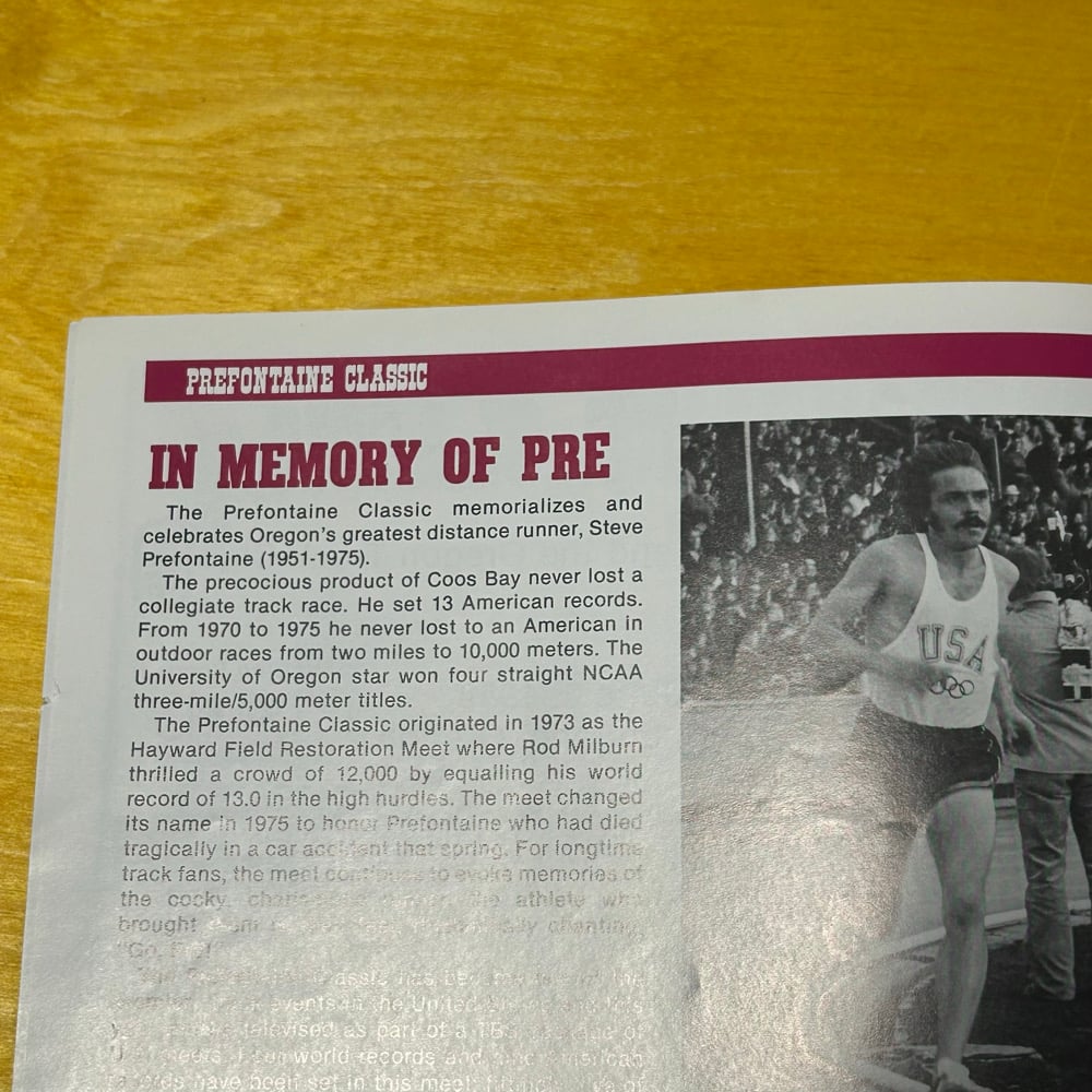 Rare Original 1989 Promotional Prefontaine Classic Program Magazine