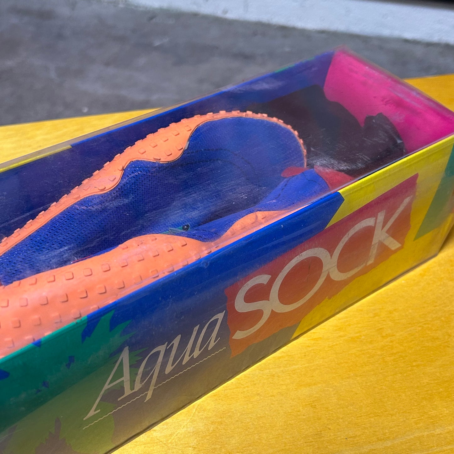Deadstock Brand New Original 1990 Aqua Sock (Blue/Orange) Small