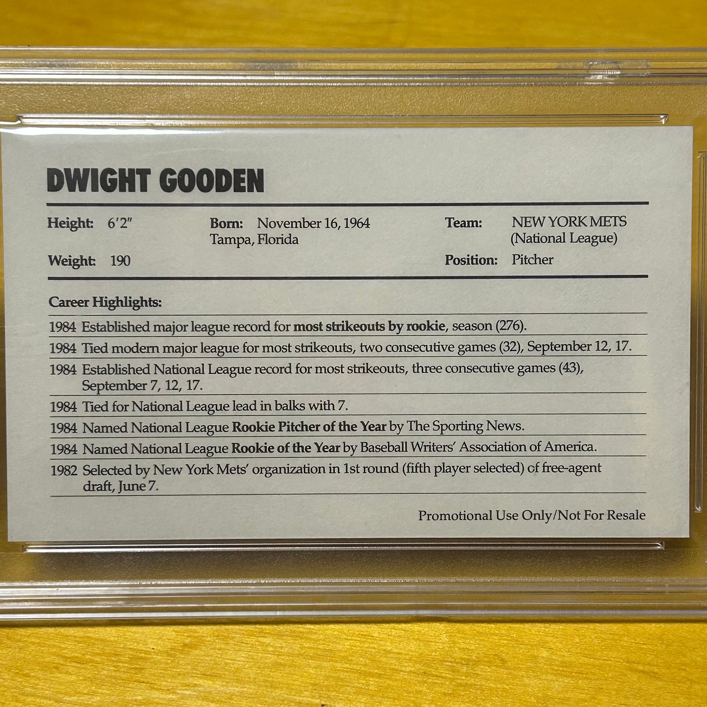 Original 1985 Dwight Gooden PSA 9 Promo Mini Poster
