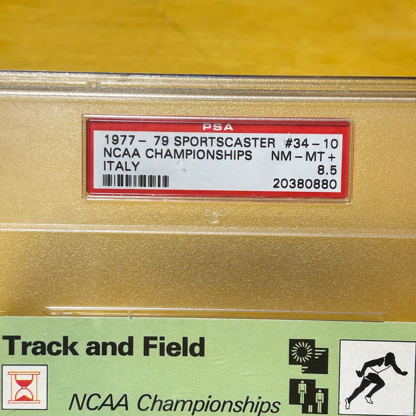 Rare Original 1977 Prefontaine Sportscaster Italy Championships Trading Card Graded PSA 8.5