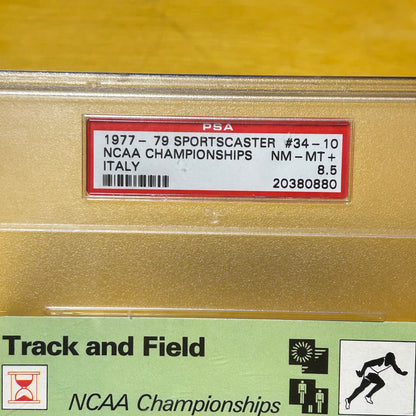 Rare Original 1977 Prefontaine Sportscaster Italy Championships Trading Card Graded PSA 8.5