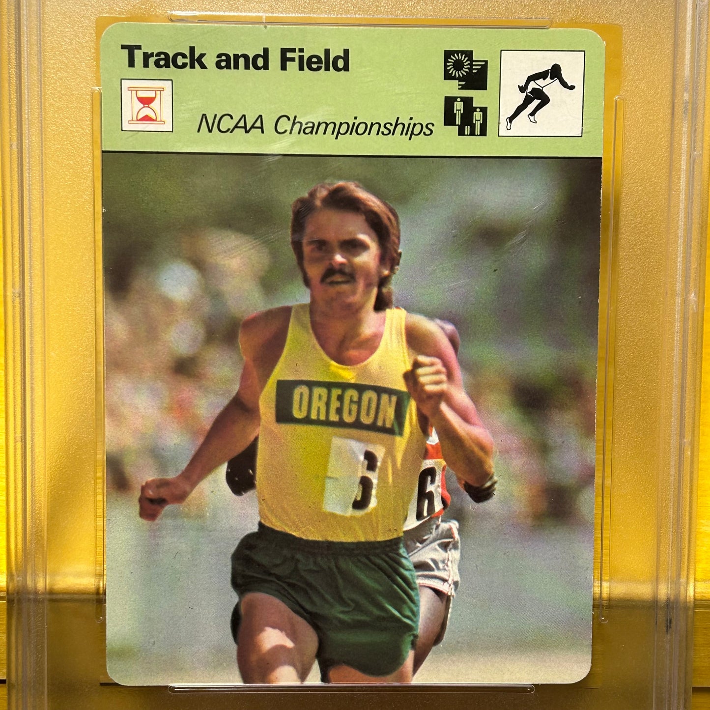Rare Original 1977 Prefontaine Sportscaster Italy Championships Trading Card Graded PSA 8.5