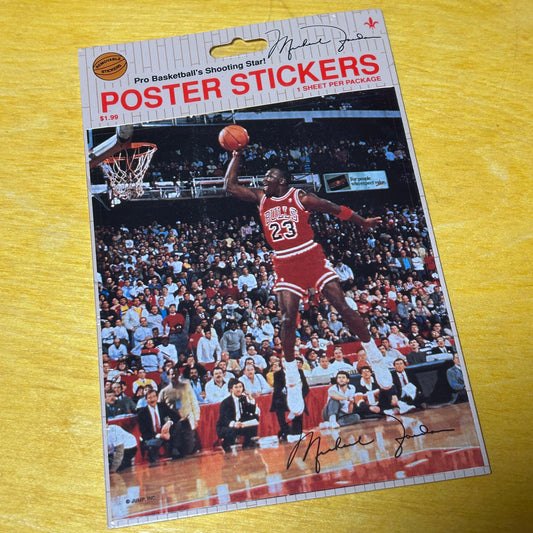 Rare Original Brand New 1980s Michael Jordan Poster Stickers