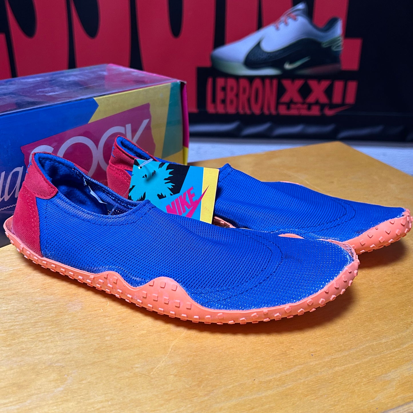 Deadstock Brand New Original 1990 Aqua Sock (Blue/Orange) Small