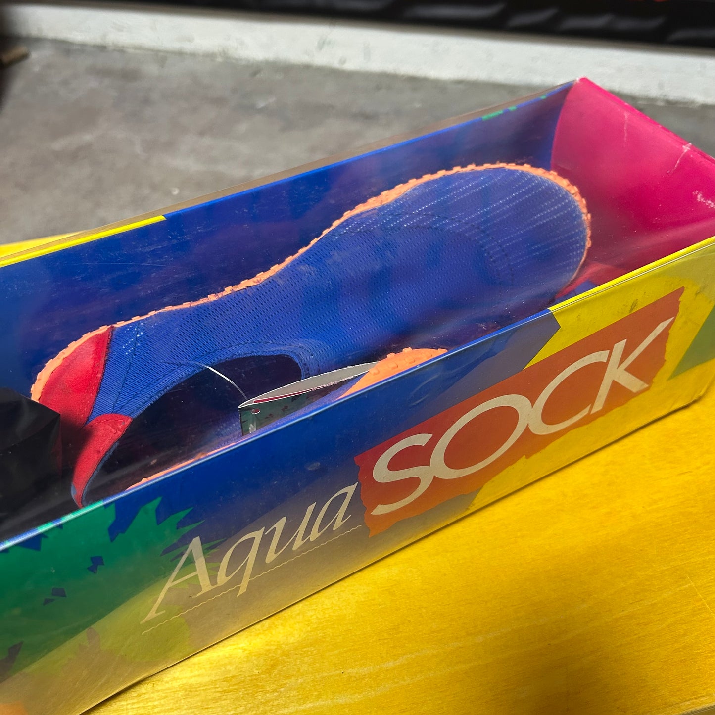 Deadstock Brand New Original 1990 Aqua Sock (Blue/Orange) Large