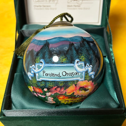 Rare Original Promotional Internal 2005 Mark Parker Company Hand Blown Christmas Ornament
