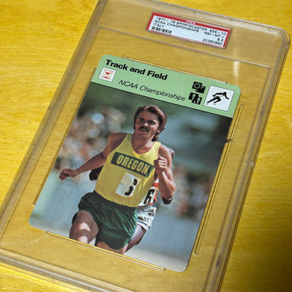 Rare Original 1977 Prefontaine Sportscaster Italy Championships Trading Card Graded PSA 8.5